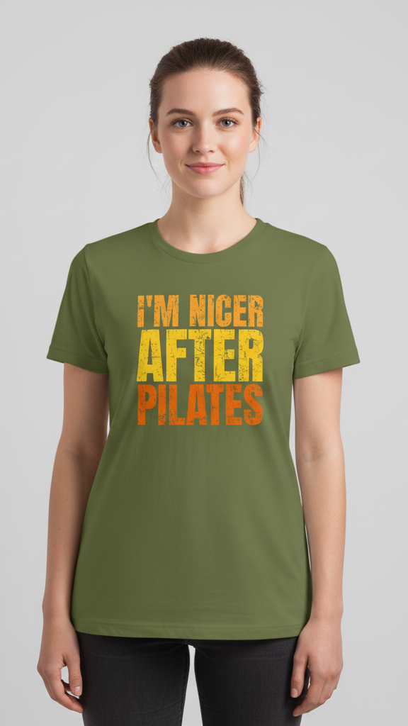 "I'm Nicer After Pilates" Distressed Gradient T-shirt