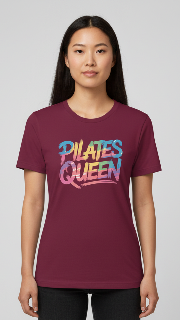 "Pilates Queen" Distressed Brushstroke T-shirt