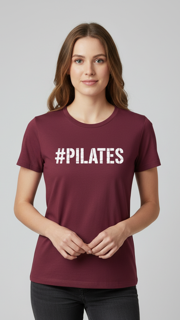 "#Pilates" Distressed Stencil T-shirt