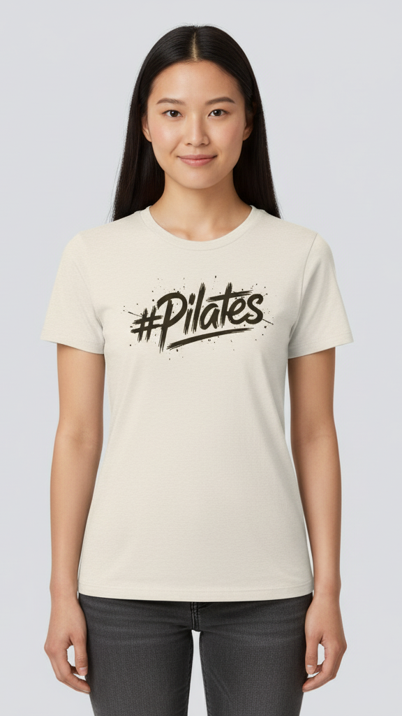 "#Pilates" Distressed Brushstroke T-shirt
