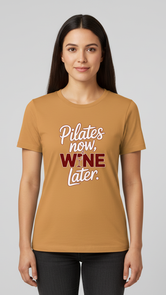 "Pilates Now, Wine Later." T-shirt