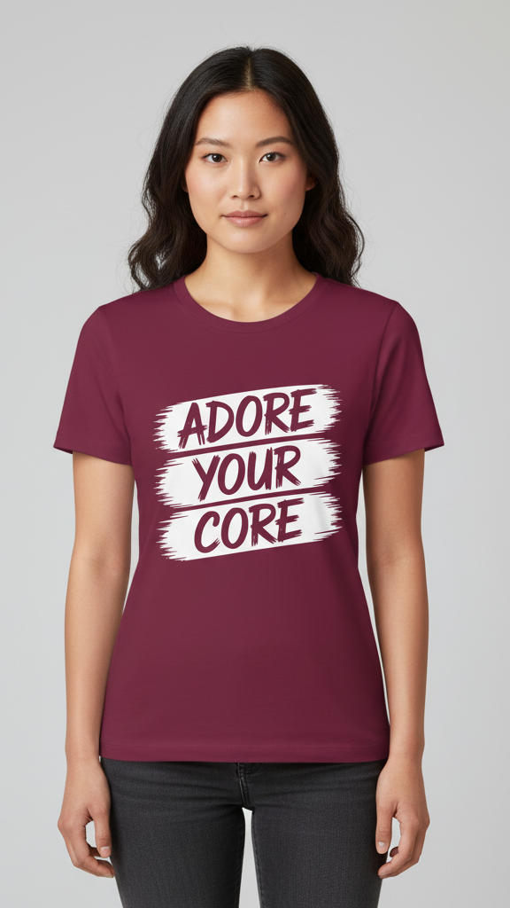 "Adore Your Core" Distressed Brushstroke T-shirt