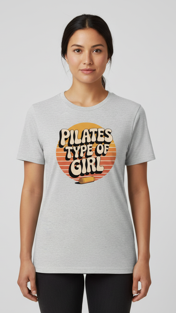 "Pilates Type Of Girl" Retro Sunset T-shirt