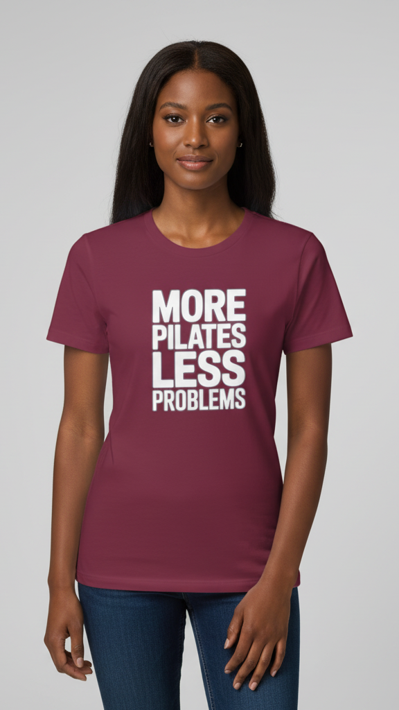 "More Pilates Less Problems" Clean Block T-shirt