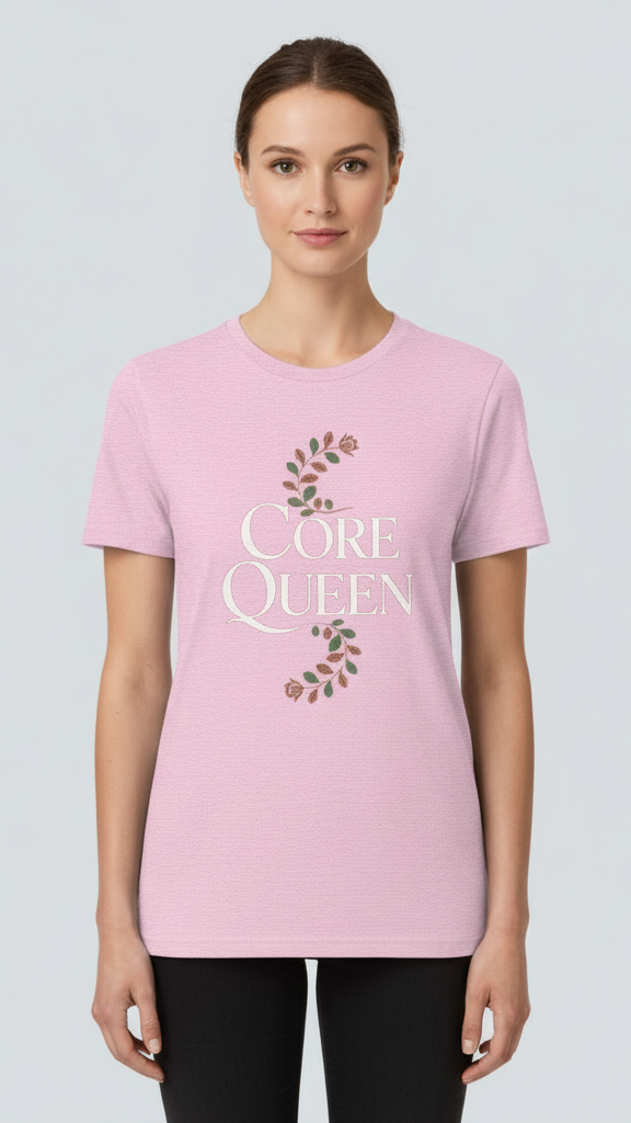 "Core Queen" Elegant Floral Scroll T-shirt