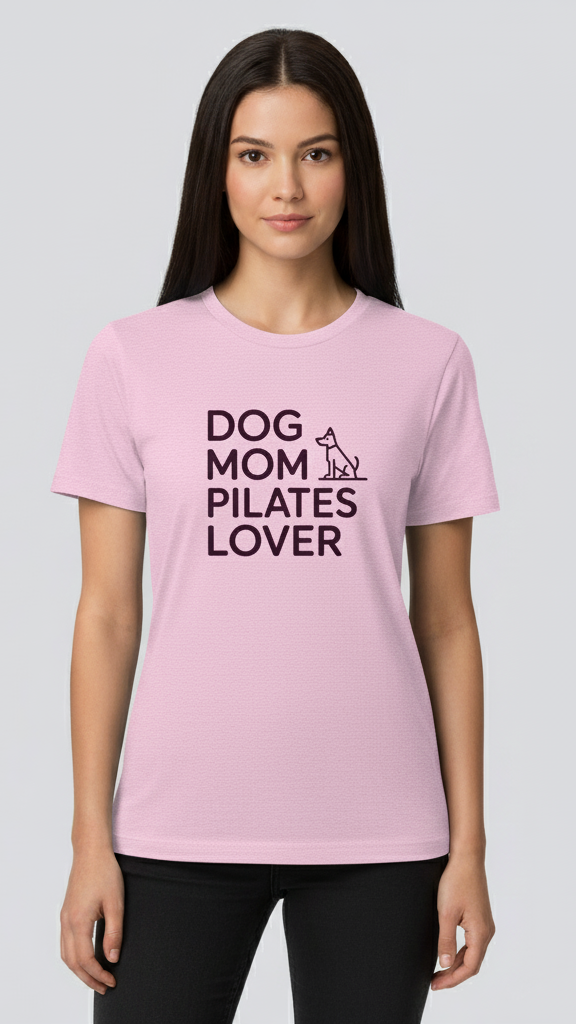 "Dog Mom Pilates Lover" Minimalist Dog Outline T-shirt