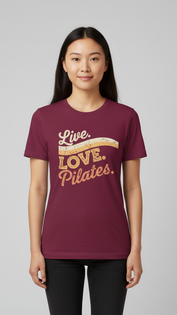 "Live. Love. Pilates." Distressed Retro Wave T-shirt