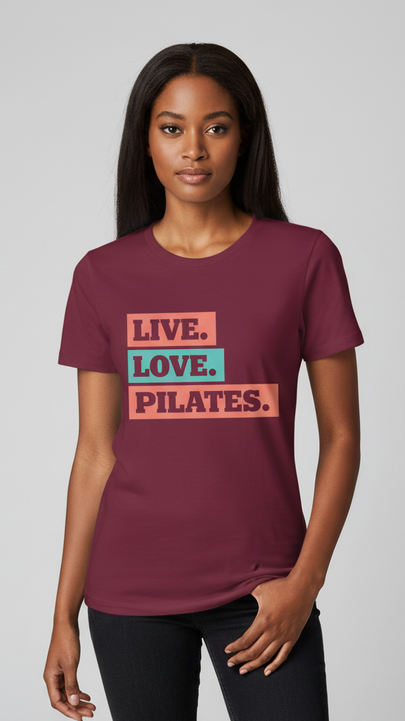 "Live. Love. Pilates." Stacked Color Block T-shirt