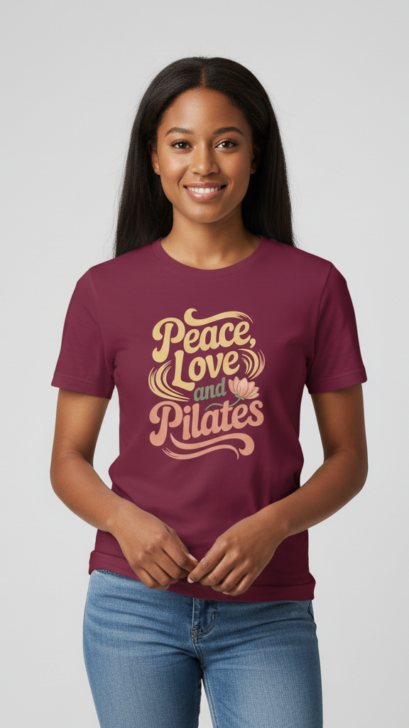 "Peace, Love And Pilates" Retro Lotus T-shirt