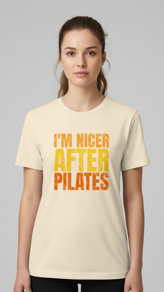 "I'm Nicer After Pilates" Distressed Gradient T-shirt