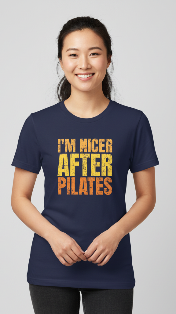 "I'm Nicer After Pilates" Distressed Gradient T-shirt