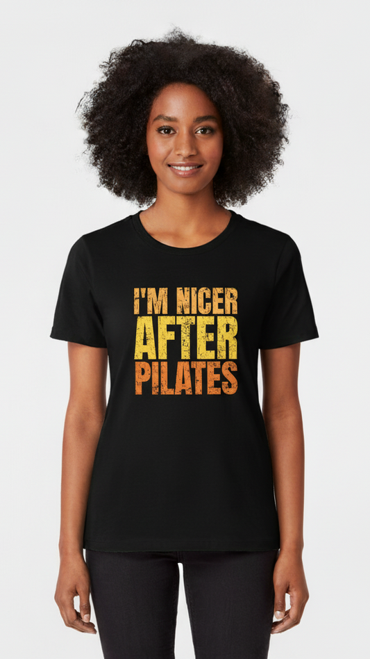 "I'm Nicer After Pilates" Distressed Gradient T-shirt