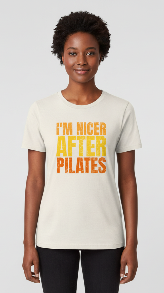"I'm Nicer After Pilates" Distressed Gradient T-shirt