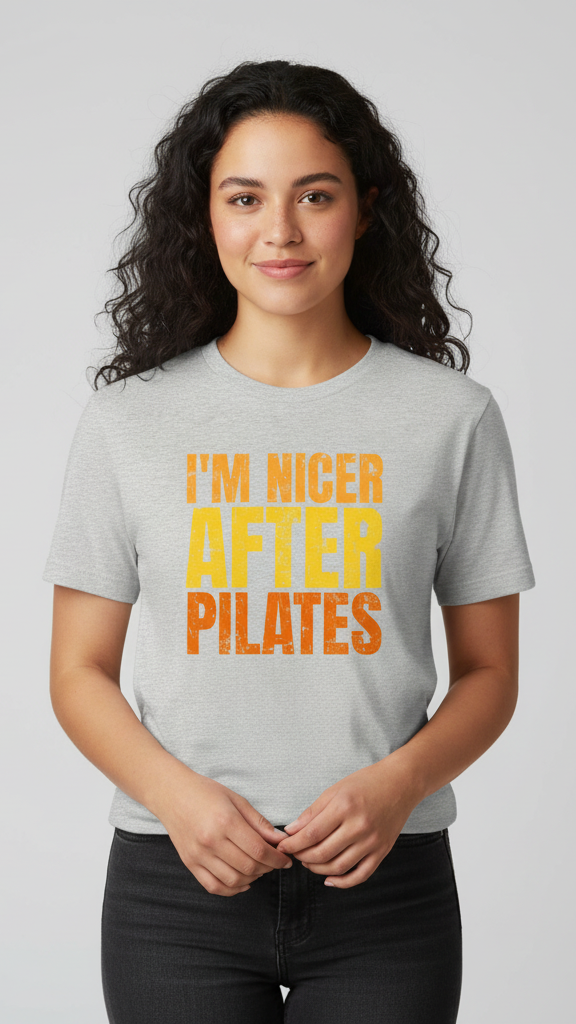 "I'm Nicer After Pilates" Distressed Gradient T-shirt