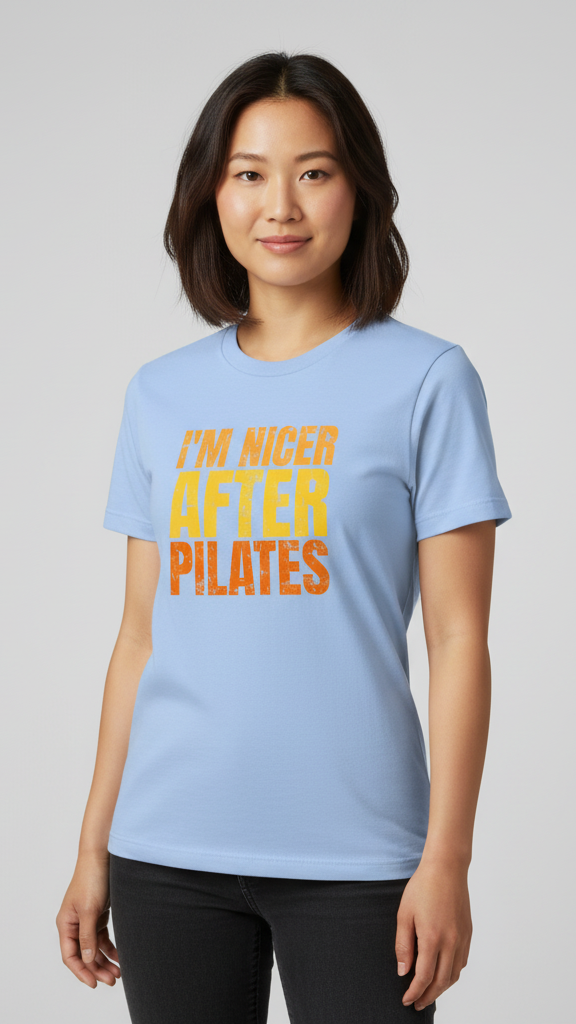 "I'm Nicer After Pilates" Distressed Gradient T-shirt