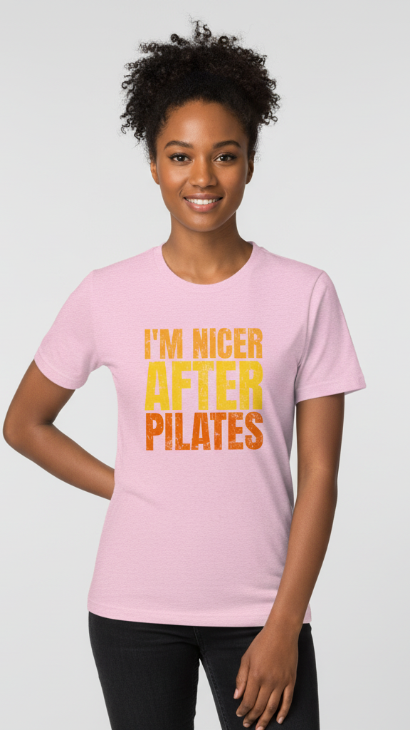 "I'm Nicer After Pilates" Distressed Gradient T-shirt