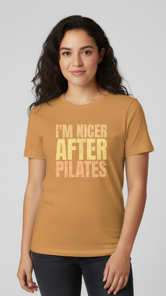 "I'm Nicer After Pilates" Distressed Gradient T-shirt