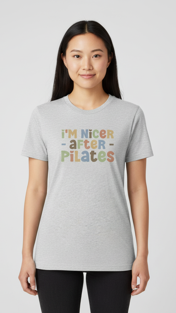 "I'm Nicer After Pilates" Whimsical Pastel T-shirt
