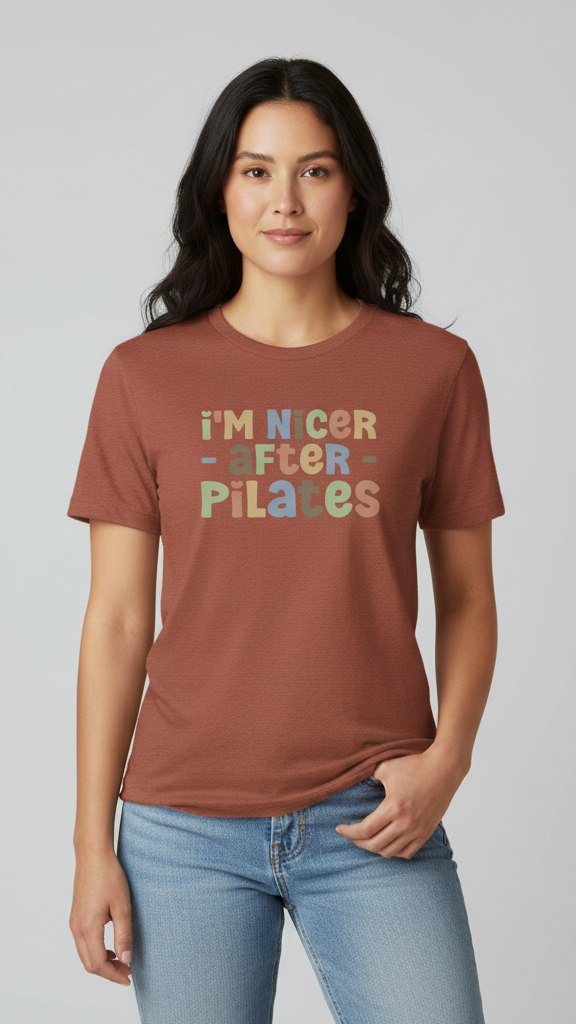 "I'm Nicer After Pilates" Whimsical Pastel T-shirt