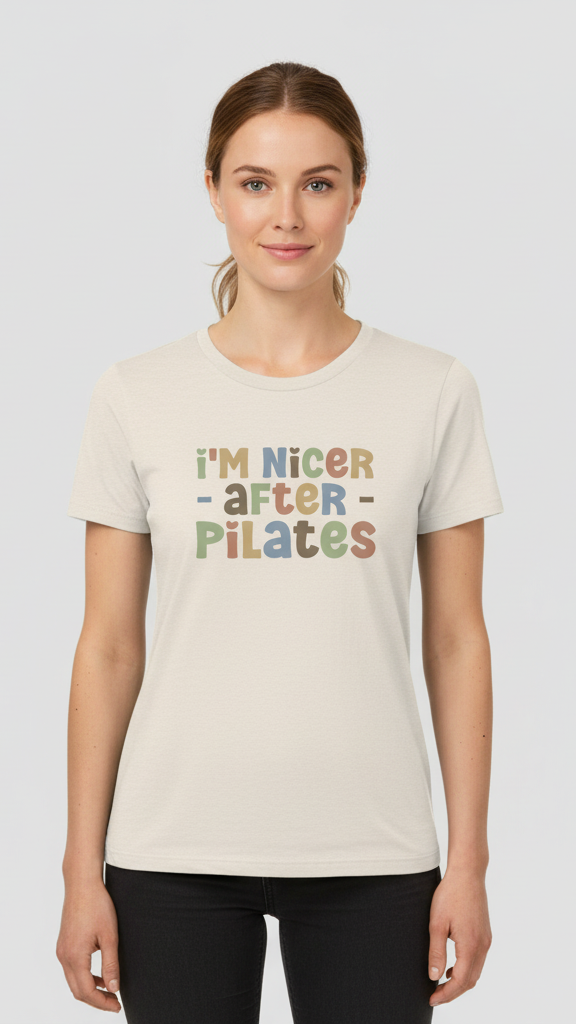 "I'm Nicer After Pilates" Whimsical Pastel T-shirt