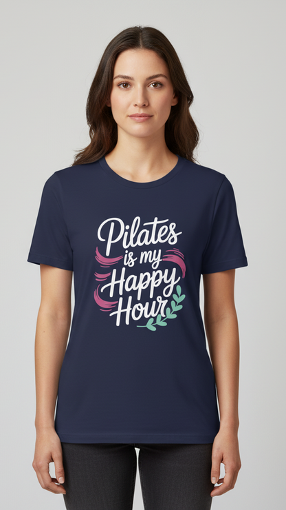 "Pilates Is My Happy Hour" Whimsical Brushstroke T-shirt