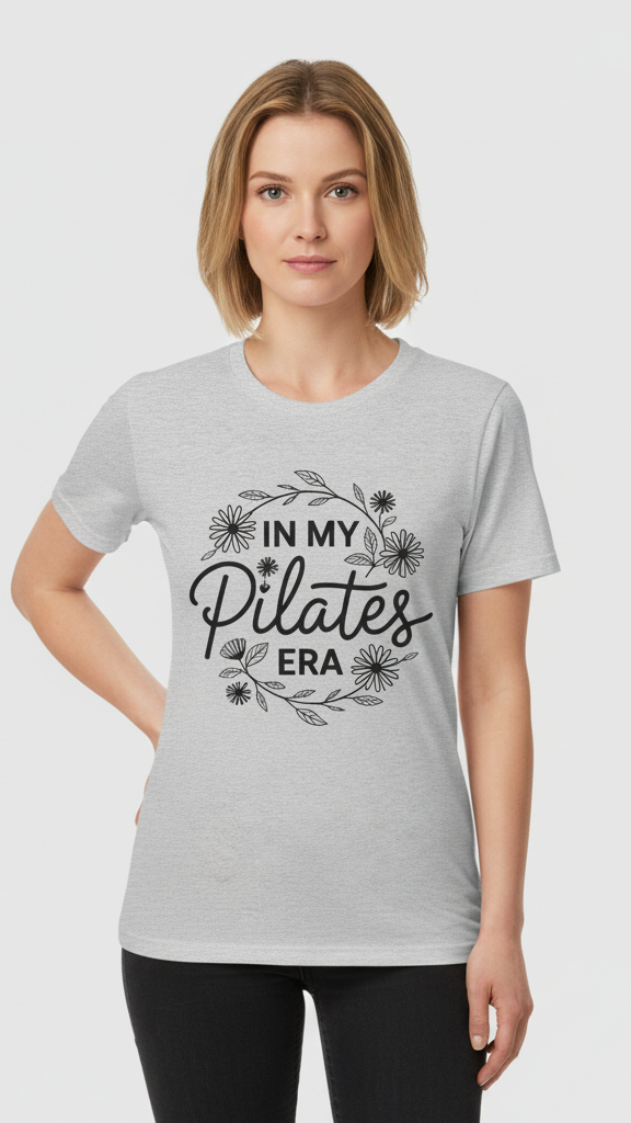 "In My Pilates Era" Floral Wreath T-shirt
