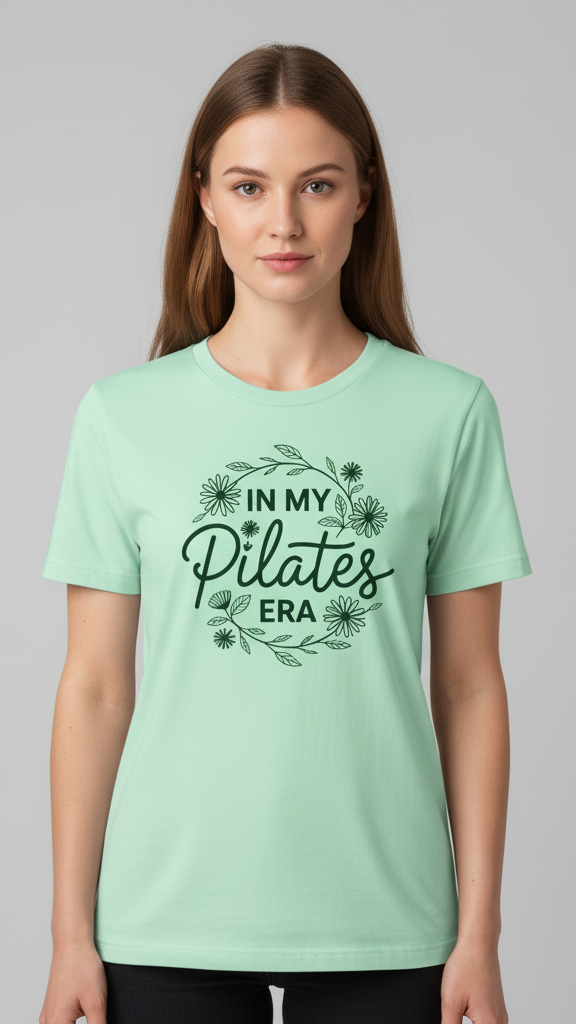 "In My Pilates Era" Floral Wreath T-shirt