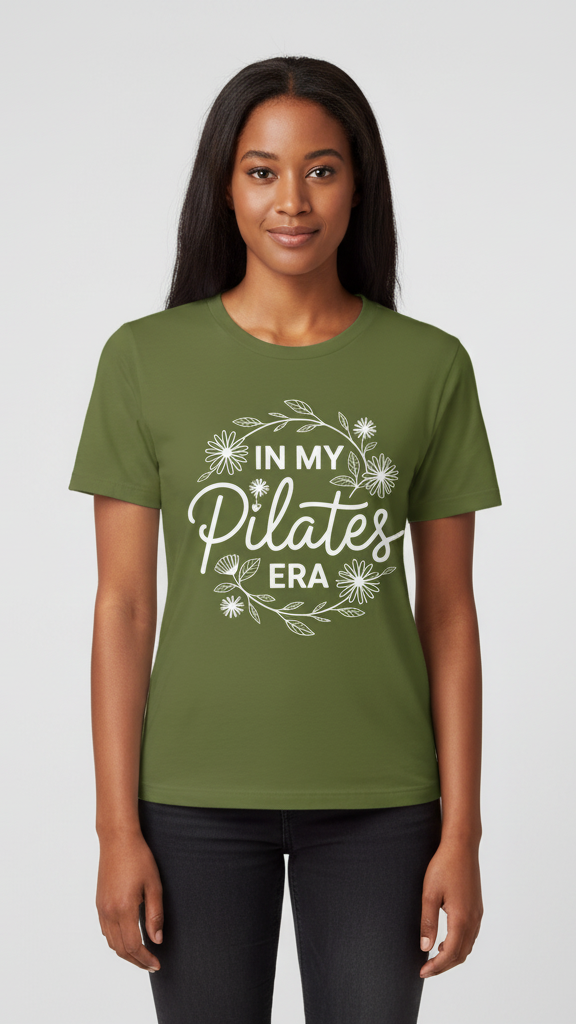 "In My Pilates Era" Floral Wreath T-shirt