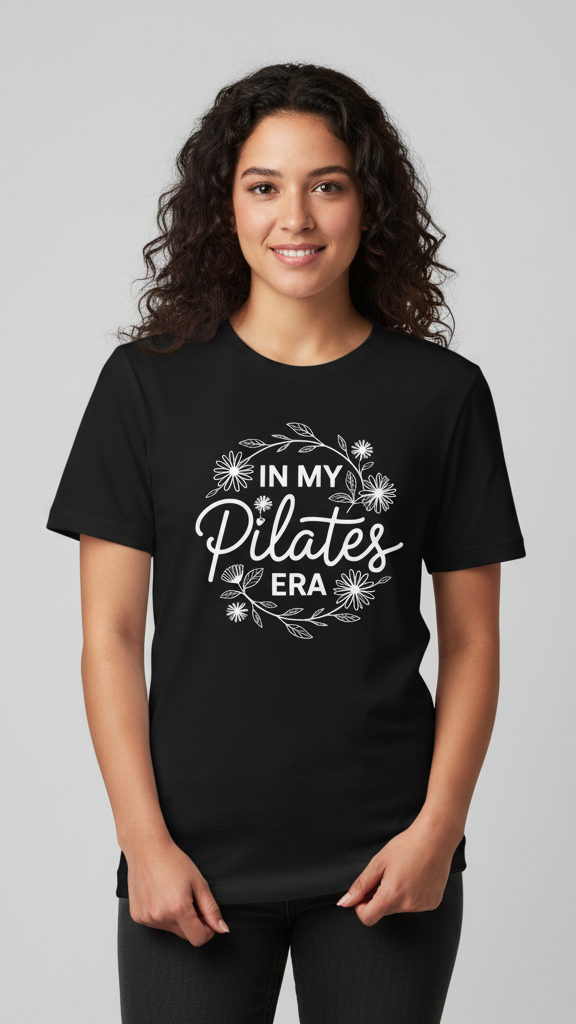 "In My Pilates Era" Floral Wreath T-shirt