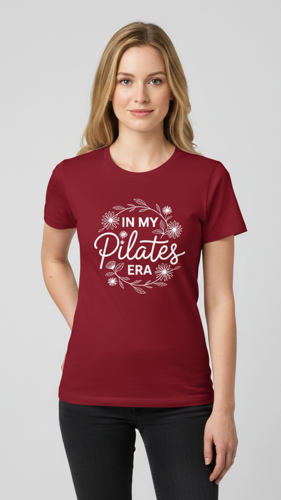 "In My Pilates Era" Floral Wreath T-shirt