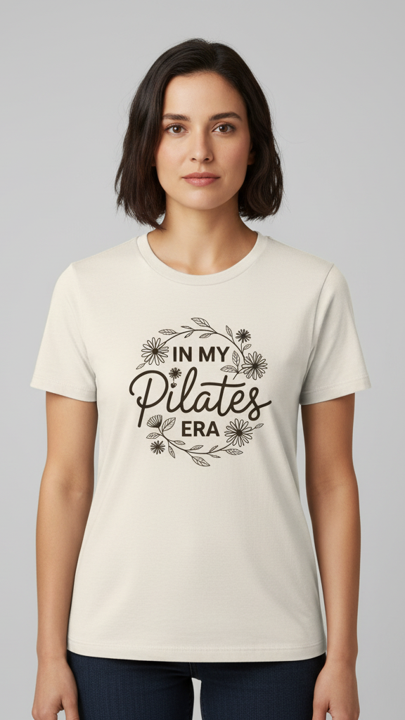 "In My Pilates Era" Floral Wreath T-shirt