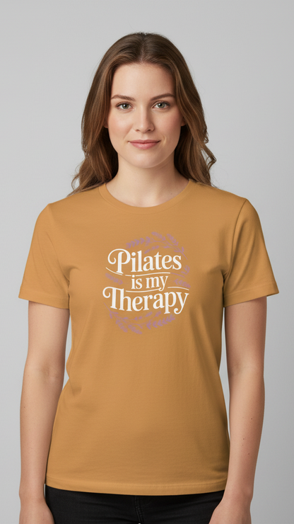 "Pilates Is My Therapy" Whimsical Floral T-shirt