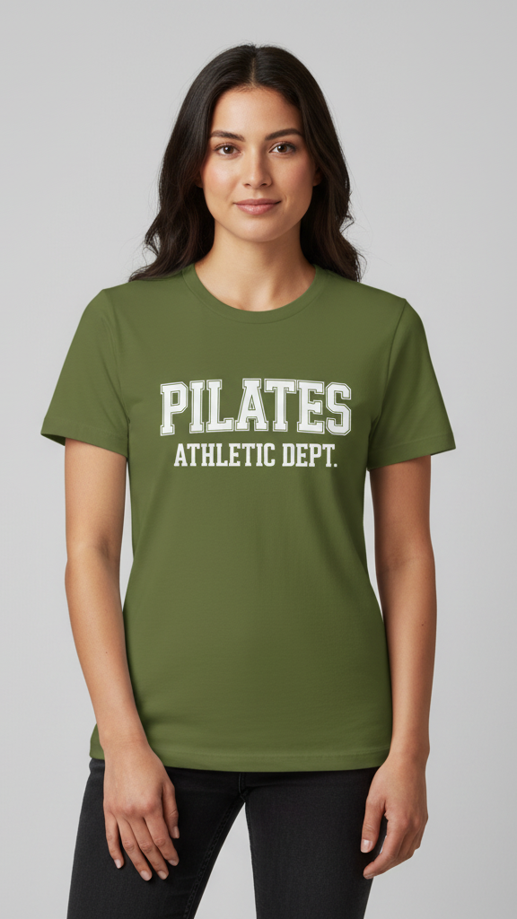 "Pilates Athletic Dept." Collegiate Block T-shirt