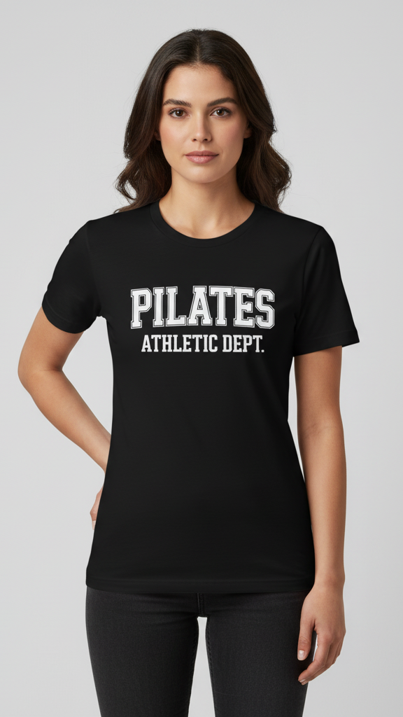 "Pilates Athletic Dept." Collegiate Block T-shirt