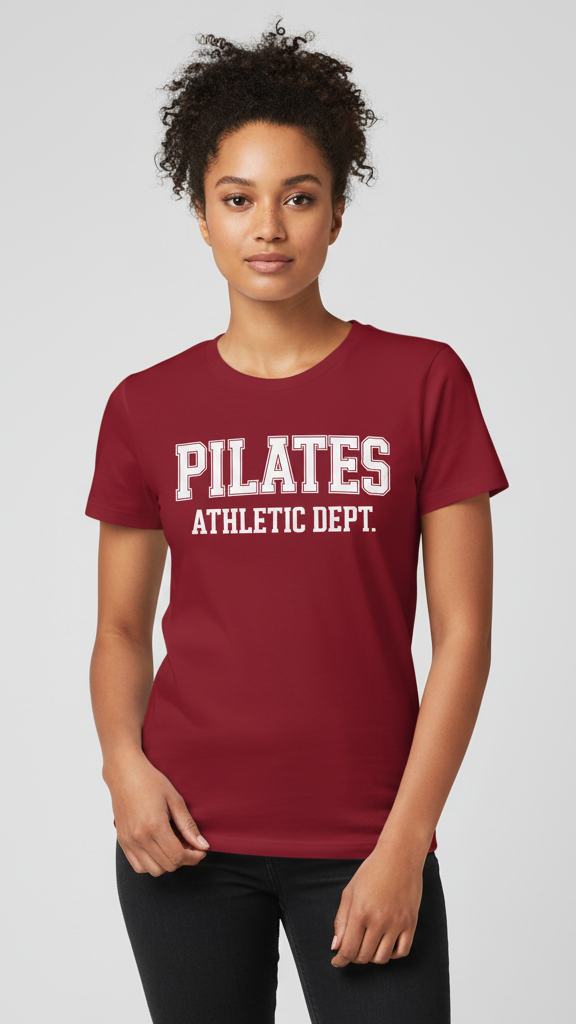 "Pilates Athletic Dept." Collegiate Block T-shirt