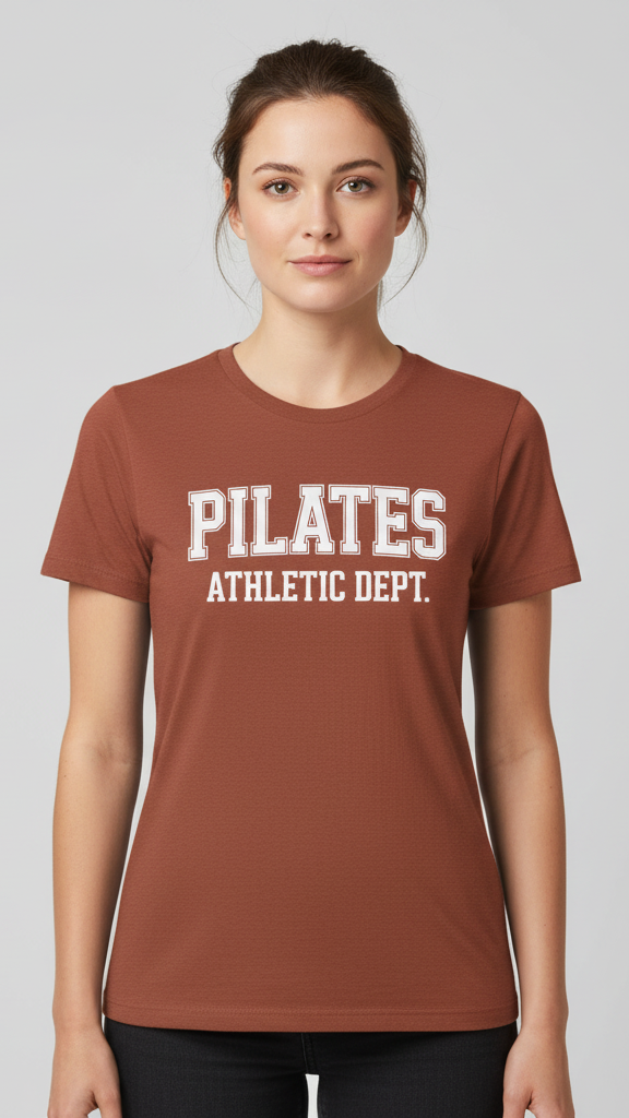 "Pilates Athletic Dept." Collegiate Block T-shirt