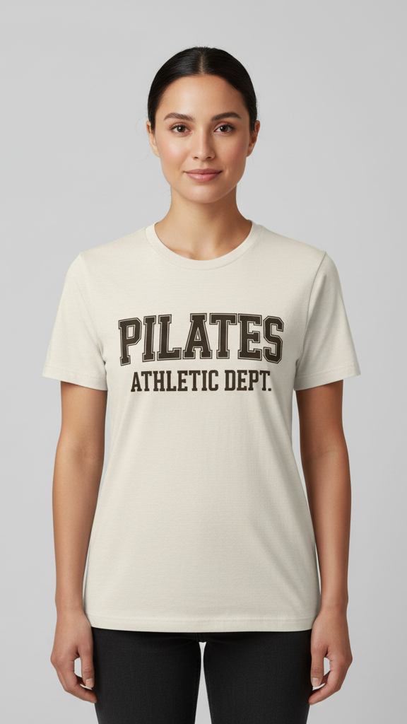 "Pilates Athletic Dept." Collegiate Block T-shirt