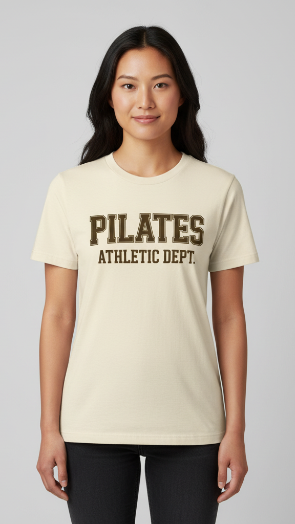 "Pilates Athletic Dept." Collegiate Block T-shirt