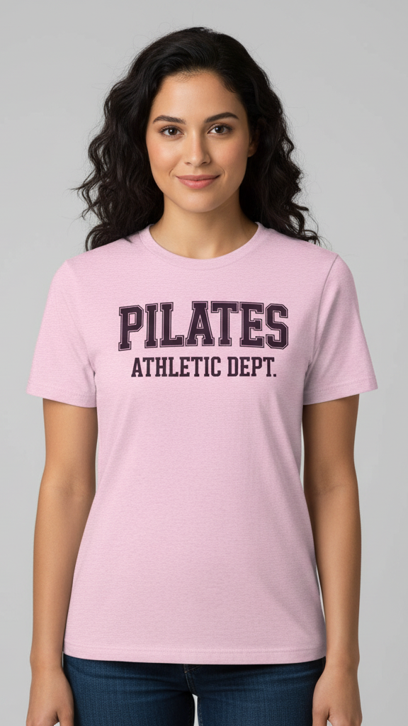 "Pilates Athletic Dept." Collegiate Block T-shirt