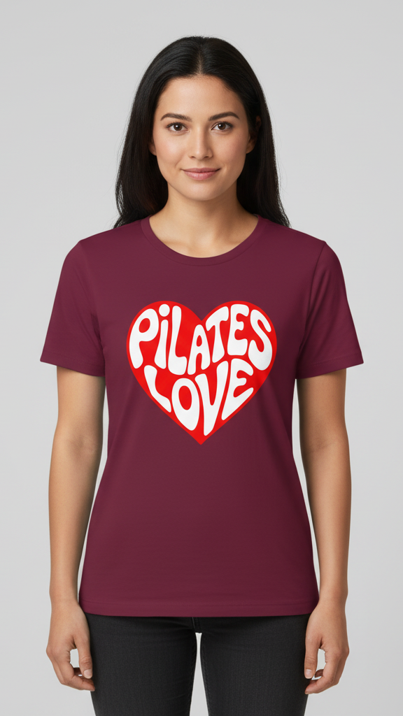"Pilates Love" Groovy Heart T-shirt