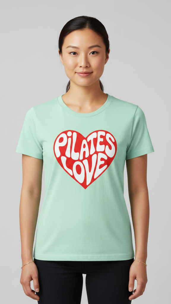"Pilates Love" Groovy Heart T-shirt