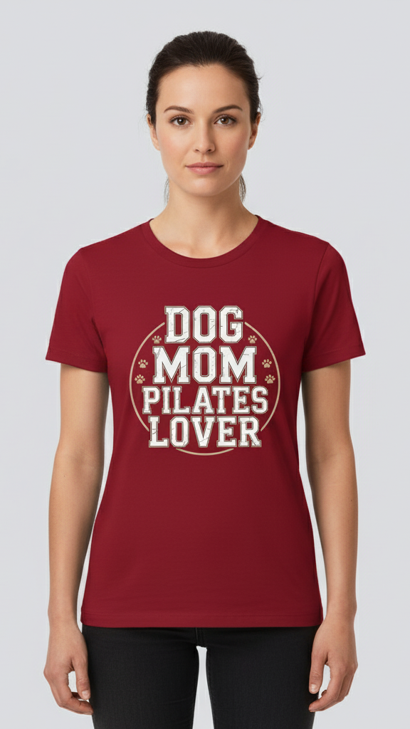 "Dog Mom Pilates Lover" Distressed Paw T-shirt