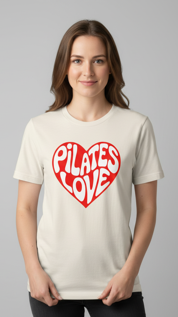 "Pilates Love" Groovy Heart T-shirt