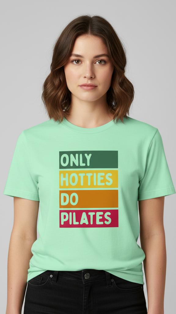 "Only Hotties Do Pilates" Colorful Block T-shirt
