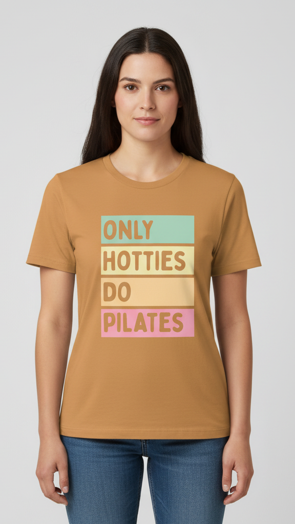 "Only Hotties Do Pilates" Colorful Block T-shirt