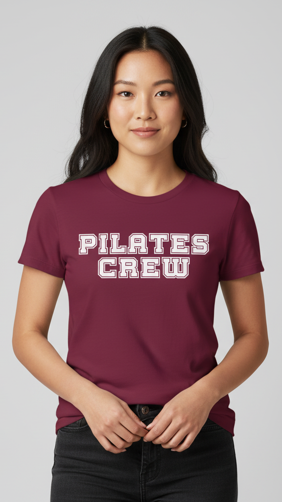 "Pilates Crew" Collegiate Block T-shirt