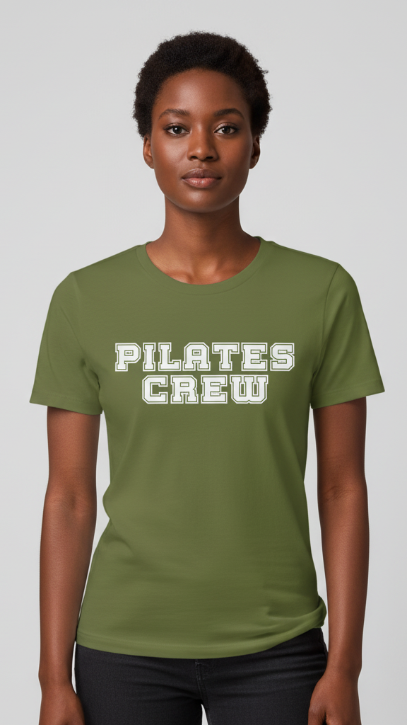 "Pilates Crew" Collegiate Block T-shirt