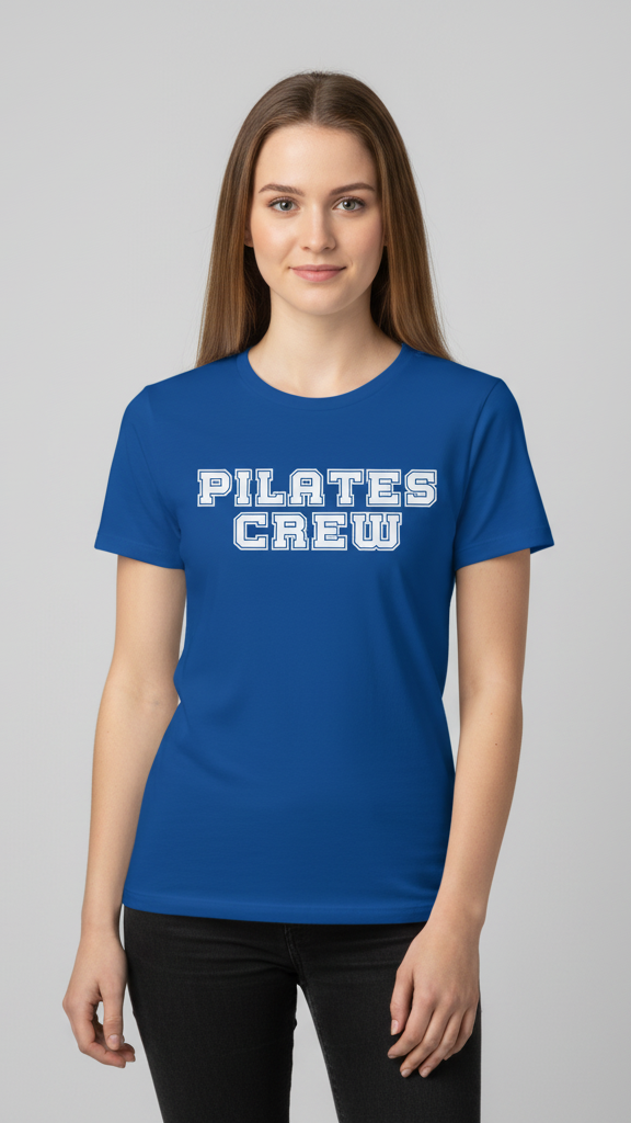 "Pilates Crew" Collegiate Block T-shirt