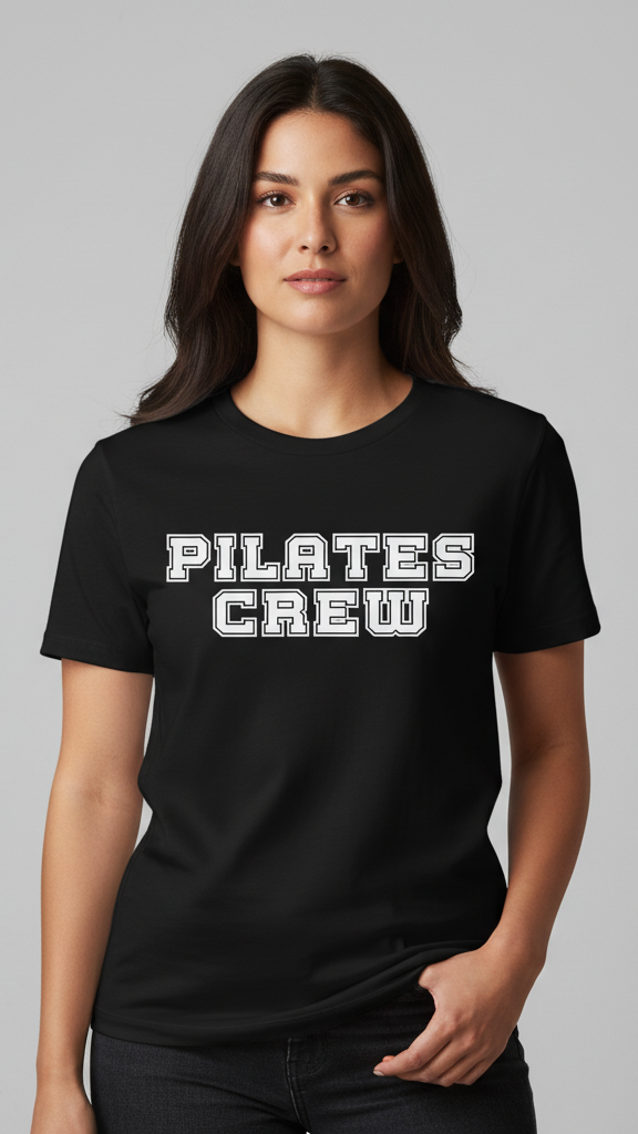 "Pilates Crew" Collegiate Block T-shirt