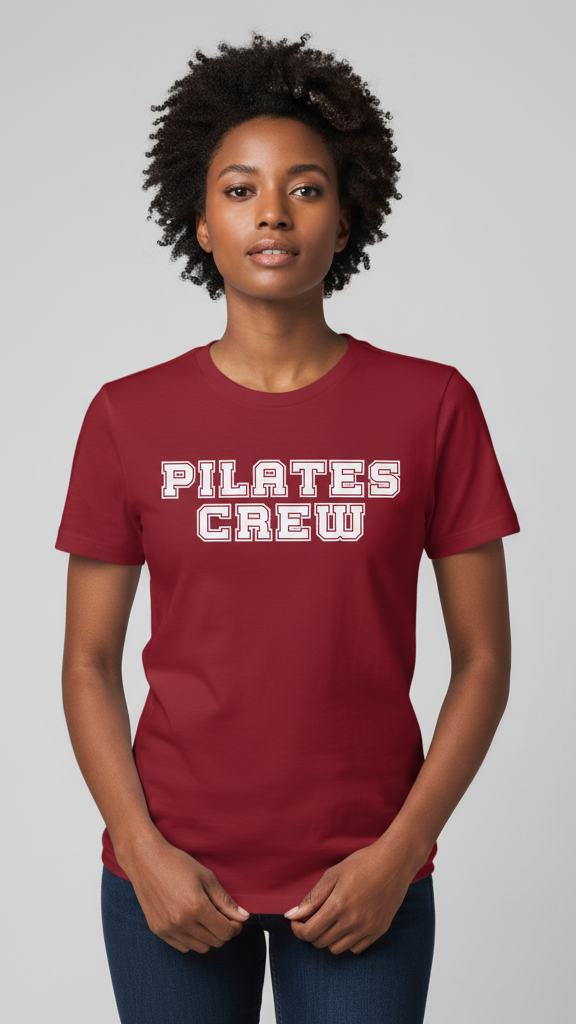 "Pilates Crew" Collegiate Block T-shirt